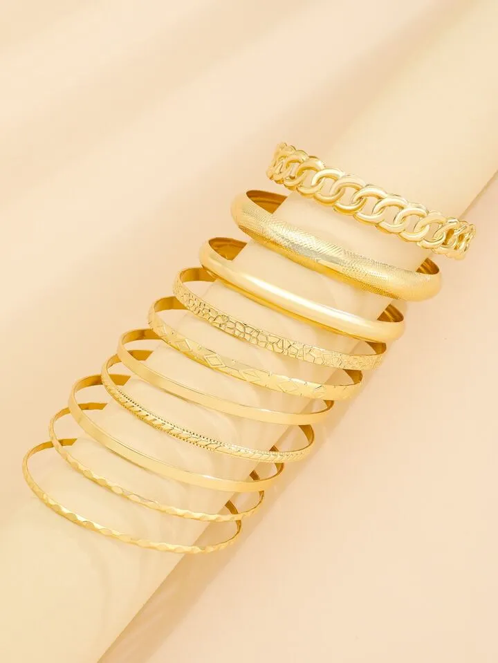 10pcs bohemian vintage minimalist bracelets in gold