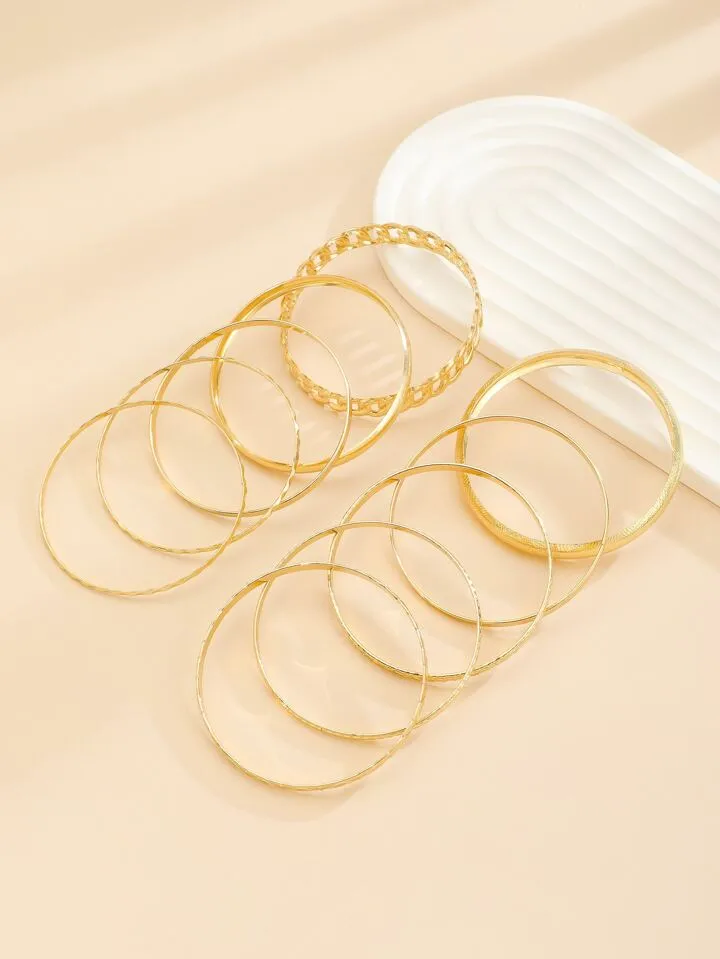 10pcs bohemian vintage minimalist bracelets in gold