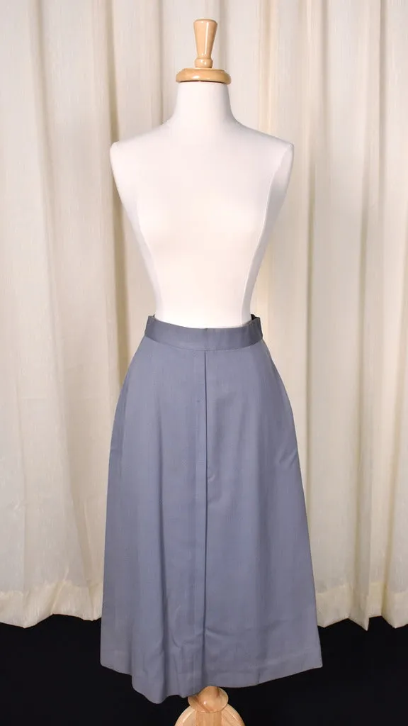 1940s Vintage Steel Gray Pencil Skirt