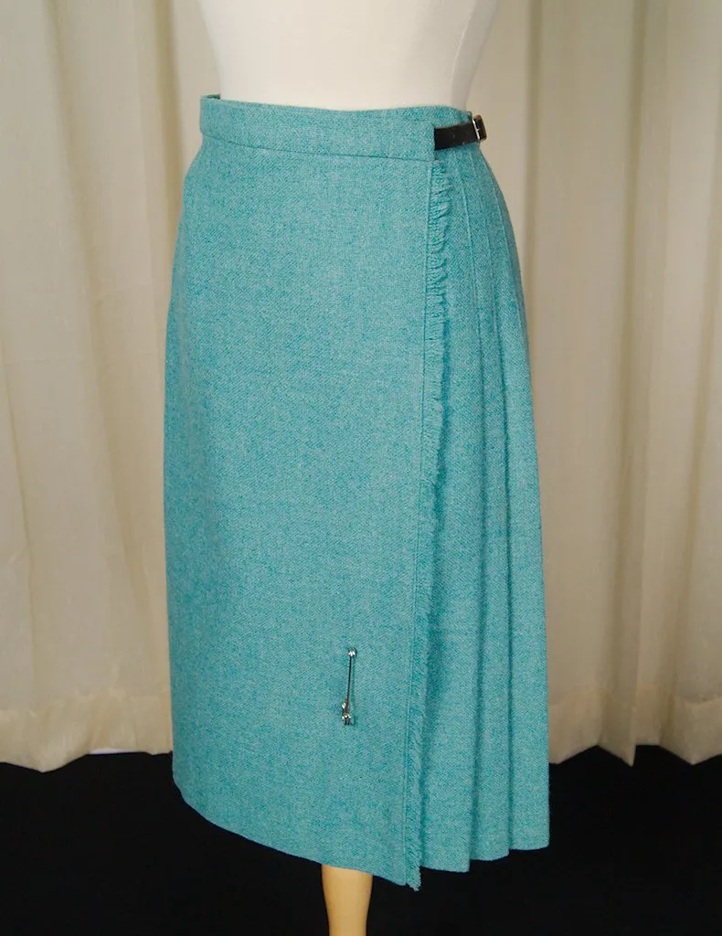 1950s Turquoise Kilt Skirt