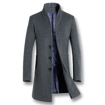 2018 Men Smart Casual Wool Coats Jackets Jaqueta Masculina Male Casual Fashion Slim Fitted Single Breasted Wool Coats Outwear