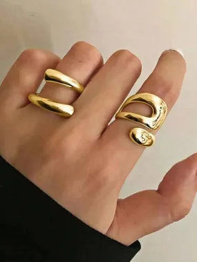 2pcs minimalist geometric ring in gold