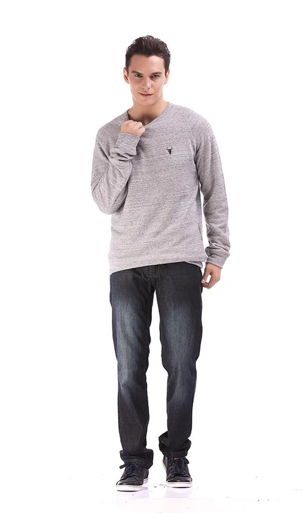 33858 Rounded Neck Sweatshirt - Heather Grey