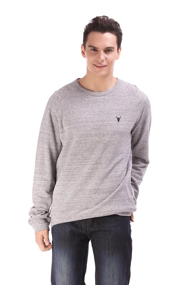 33858 Rounded Neck Sweatshirt - Heather Grey