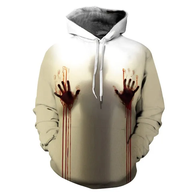 3D Print Wound Horror Blood Hoodies Sweatshirts Women Men I'M FINE Letter Hoodie Jumper Tracksuit Pullover Cosplay Women Tops