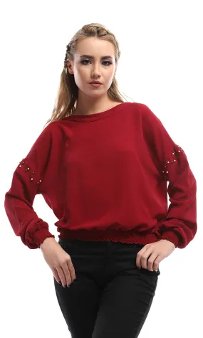 48851-Women Long Sleeve Shirt-Burg