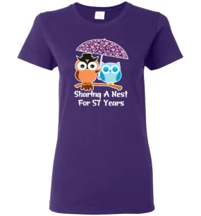 57 Years Wedding Anniversary Gifts Valentine's Day Women Tee