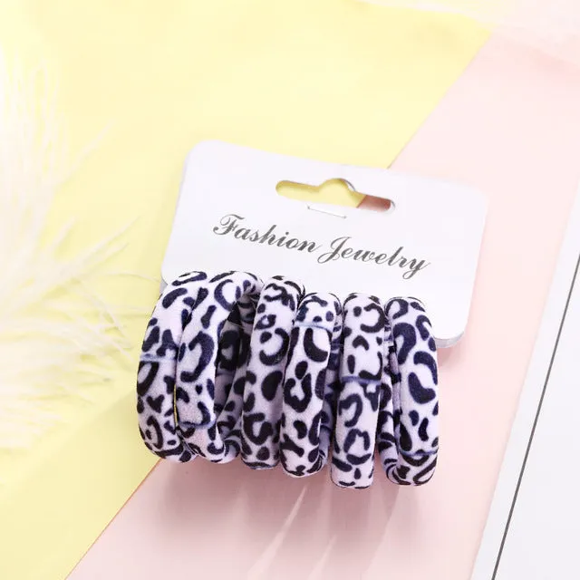 6PCS/Pack New Korean Cotton Print Hair Ropes Leopard High Elastic Headbands Elegant Hair Bands For Women Girls Hair Accessories