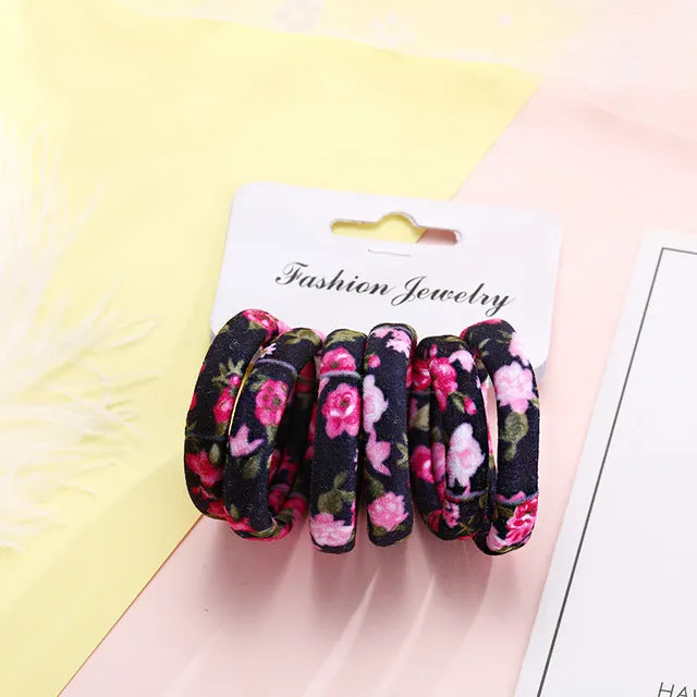 6PCS/Pack New Korean Cotton Print Hair Ropes Leopard High Elastic Headbands Elegant Hair Bands For Women Girls Hair Accessories