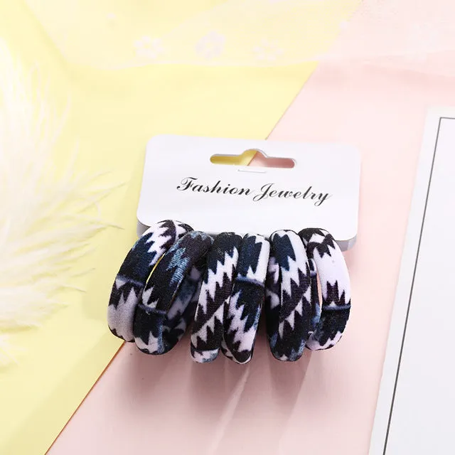 6PCS/Pack New Korean Cotton Print Hair Ropes Leopard High Elastic Headbands Elegant Hair Bands For Women Girls Hair Accessories