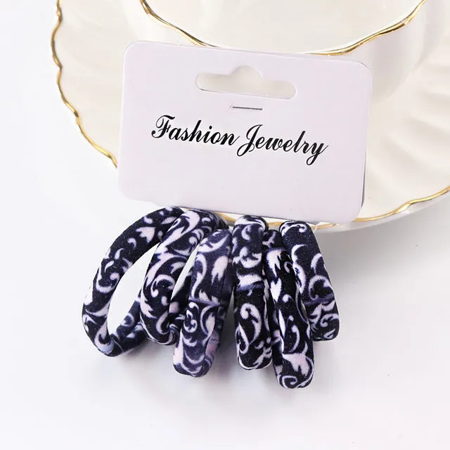 6PCS/Pack New Korean Cotton Print Hair Ropes Leopard High Elastic Headbands Elegant Hair Bands For Women Girls Hair Accessories