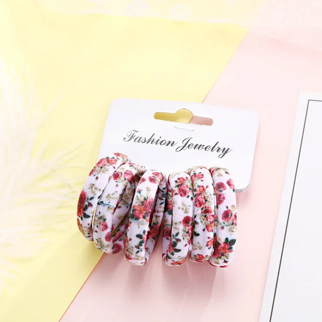 6PCS/Pack New Korean Cotton Print Hair Ropes Leopard High Elastic Headbands Elegant Hair Bands For Women Girls Hair Accessories