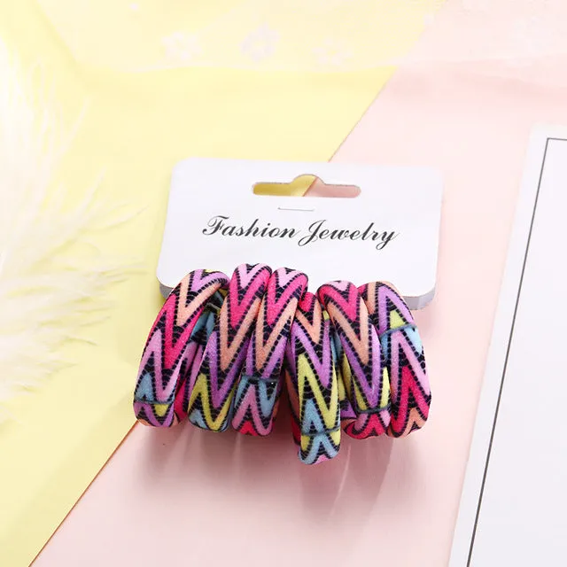 6PCS/Pack New Korean Cotton Print Hair Ropes Leopard High Elastic Headbands Elegant Hair Bands For Women Girls Hair Accessories