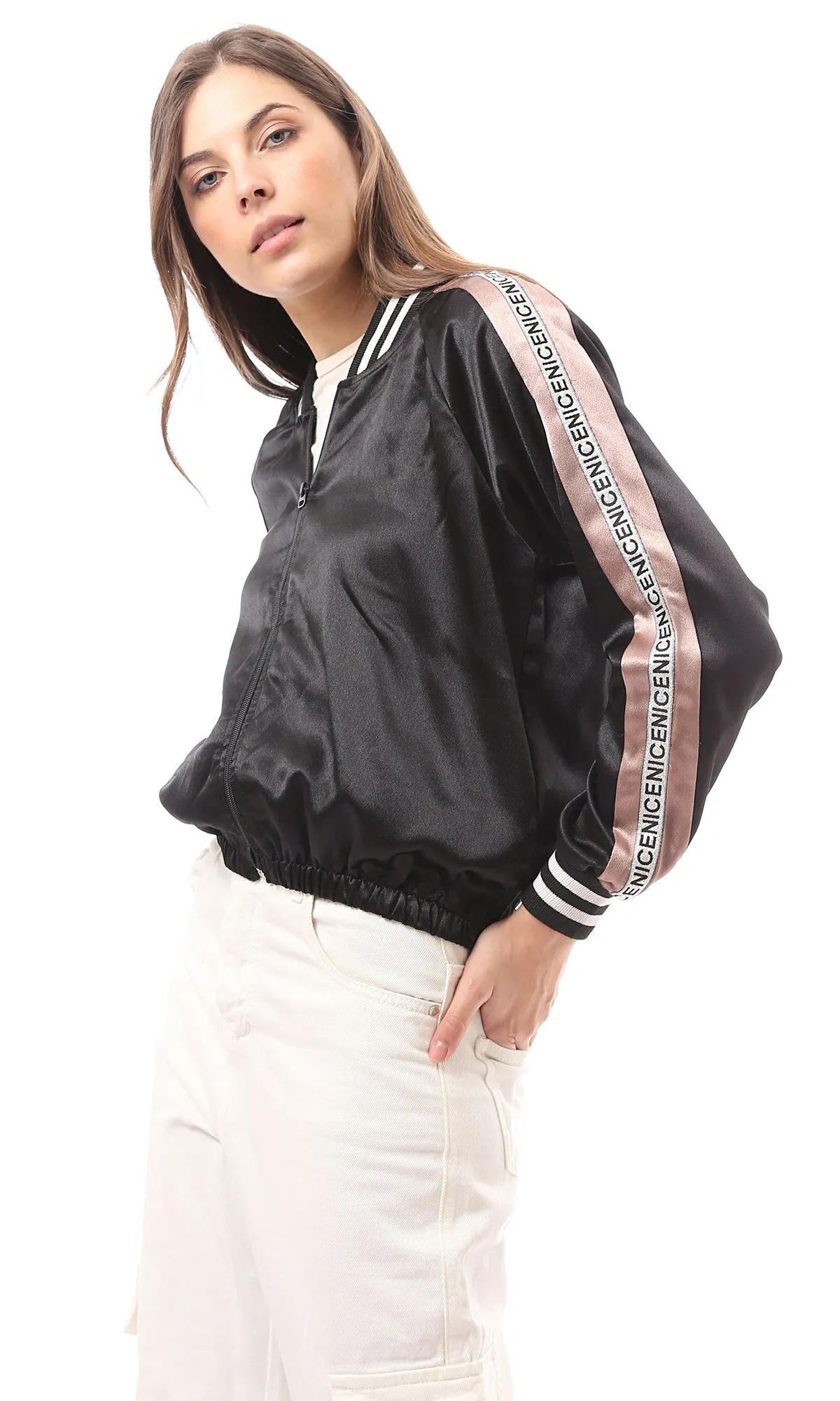 93399 Vintage Zipped Black Shiny Tracksuit Jacket