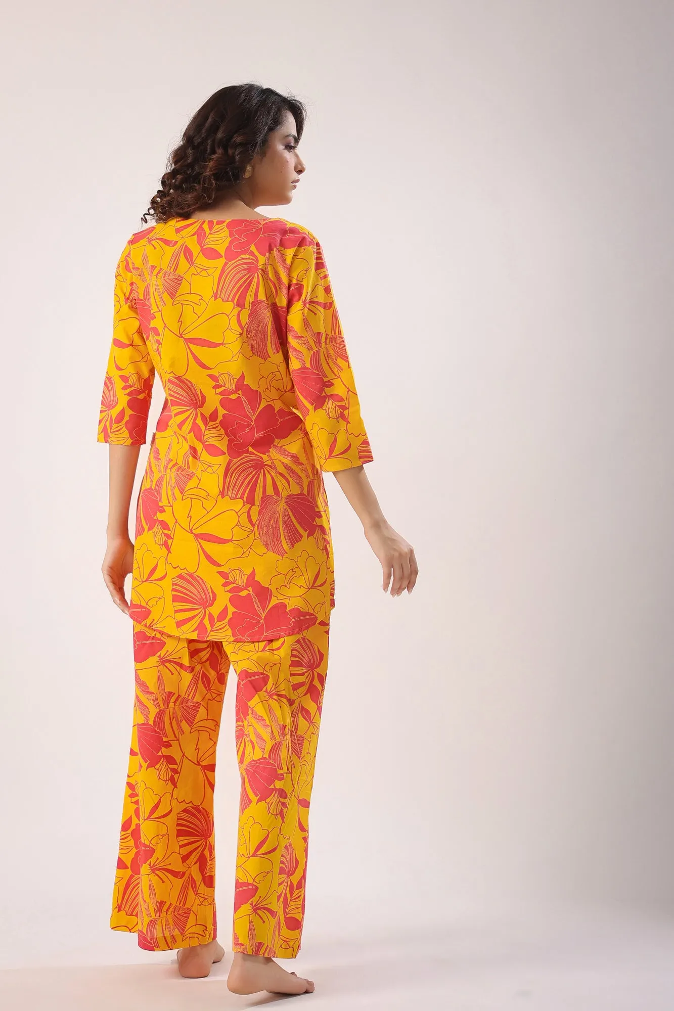 Abstract Art On Mustard Lounge Co-ord Set