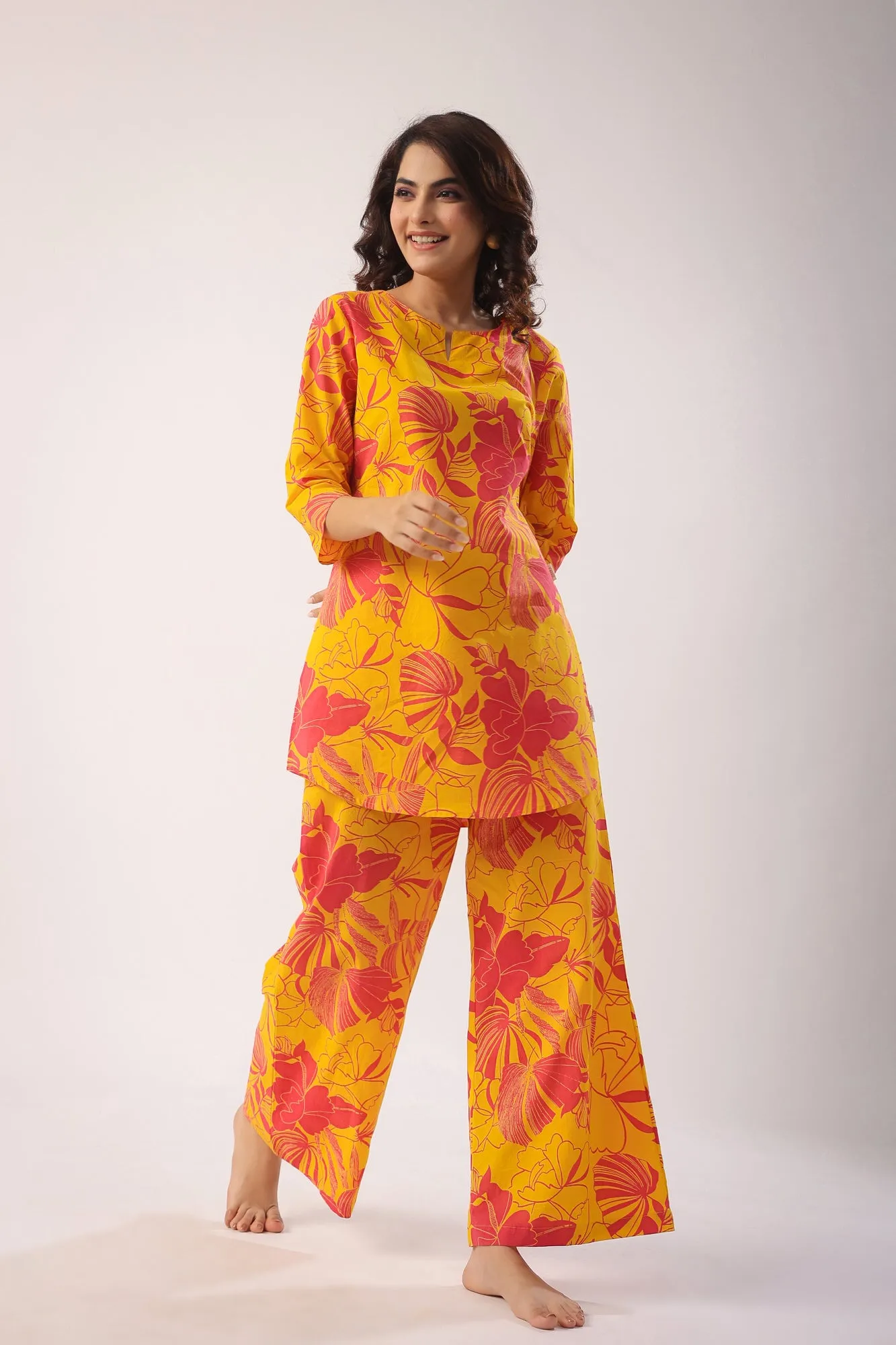 Abstract Art On Mustard Lounge Co-ord Set