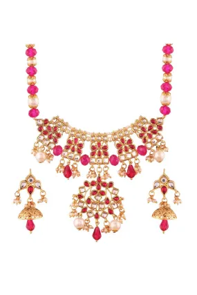 Alloy Necklace Set in Pink