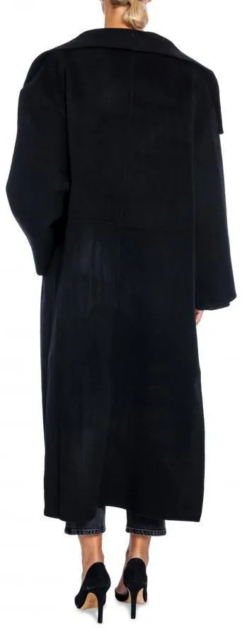 'Annecy' Draped Lapel Coat - Black