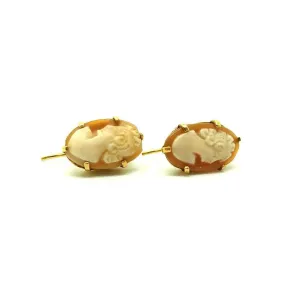 Antique Victorian (1837-1901) Cameo 9ct Gold Drop Earrings