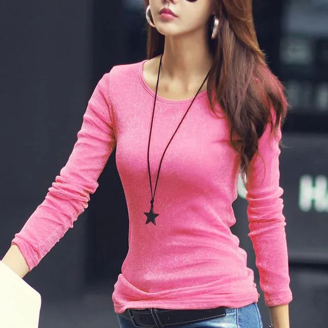 Autumn Winter Classic Fashion Long-Sleeve T-Shirt Tops for Women