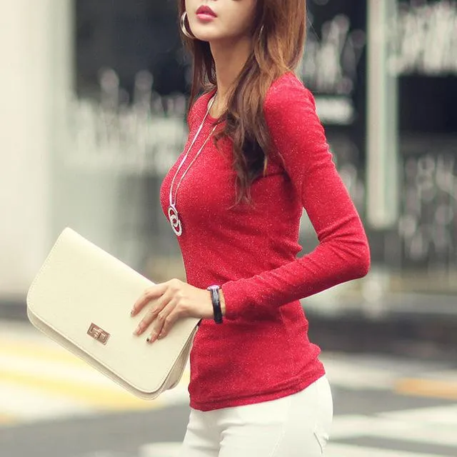 Autumn Winter Classic Fashion Long-Sleeve T-Shirt Tops for Women