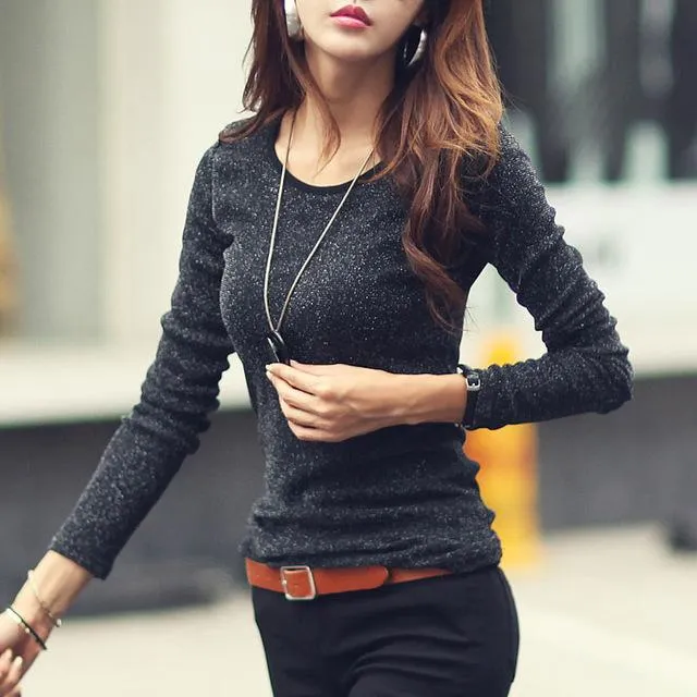 Autumn Winter Classic Fashion Long-Sleeve T-Shirt Tops for Women