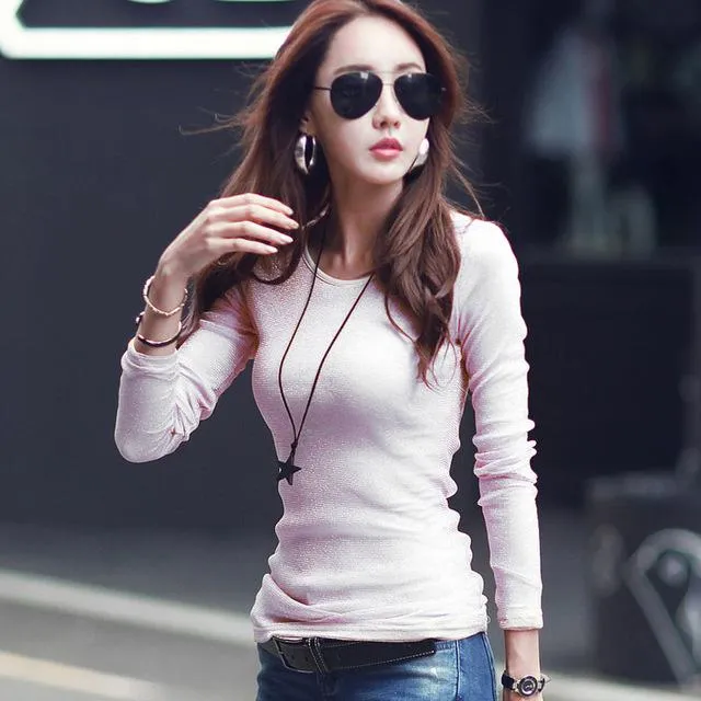 Autumn Winter Classic Fashion Long-Sleeve T-Shirt Tops for Women