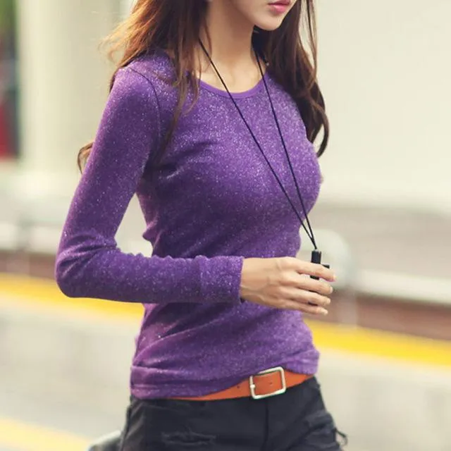 Autumn Winter Classic Fashion Long-Sleeve T-Shirt Tops for Women