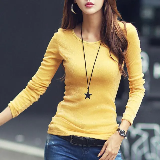 Autumn Winter Classic Fashion Long-Sleeve T-Shirt Tops for Women