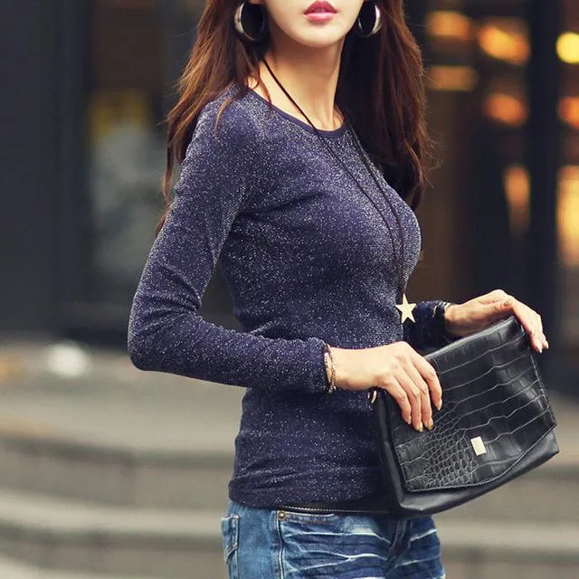 Autumn Winter Classic Fashion Long-Sleeve T-Shirt Tops for Women