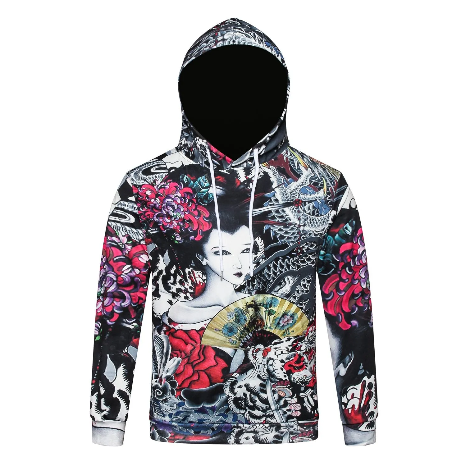 Autumn Winter Hooded 3D Tattoos Print Sweatshirts for Men and Women