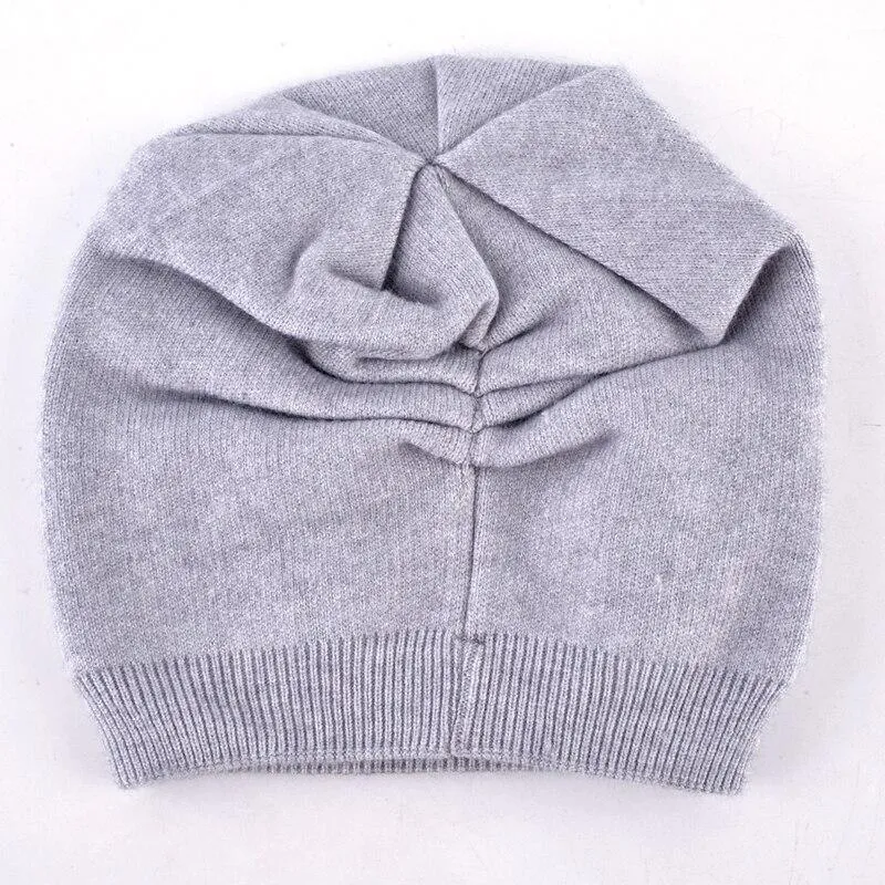 Autumn Winter Knitted Cute Flower Rabbit Beanie Cap for Women