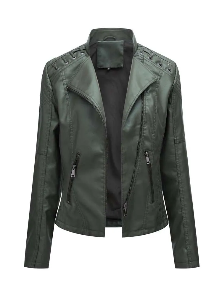 Autumn Winter Women Pu Faux Leather Jackets