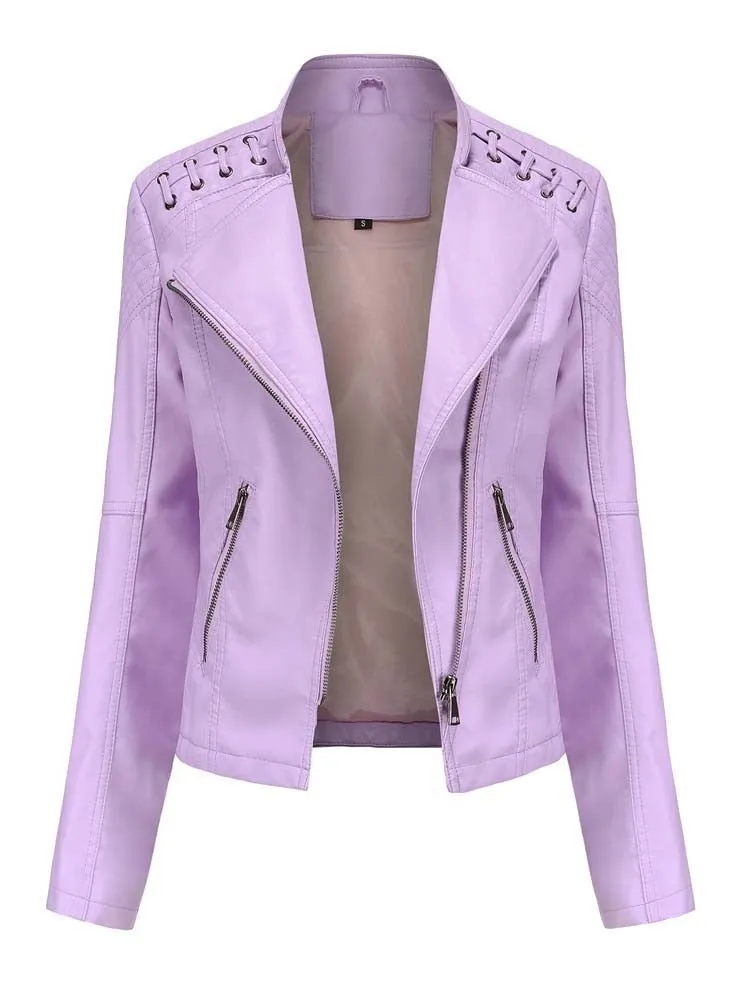 Autumn Winter Women Pu Faux Leather Jackets