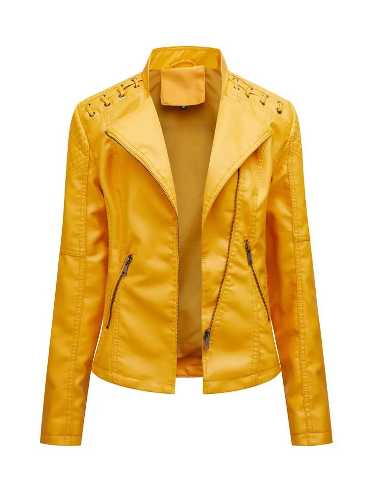 Autumn Winter Women Pu Faux Leather Jackets