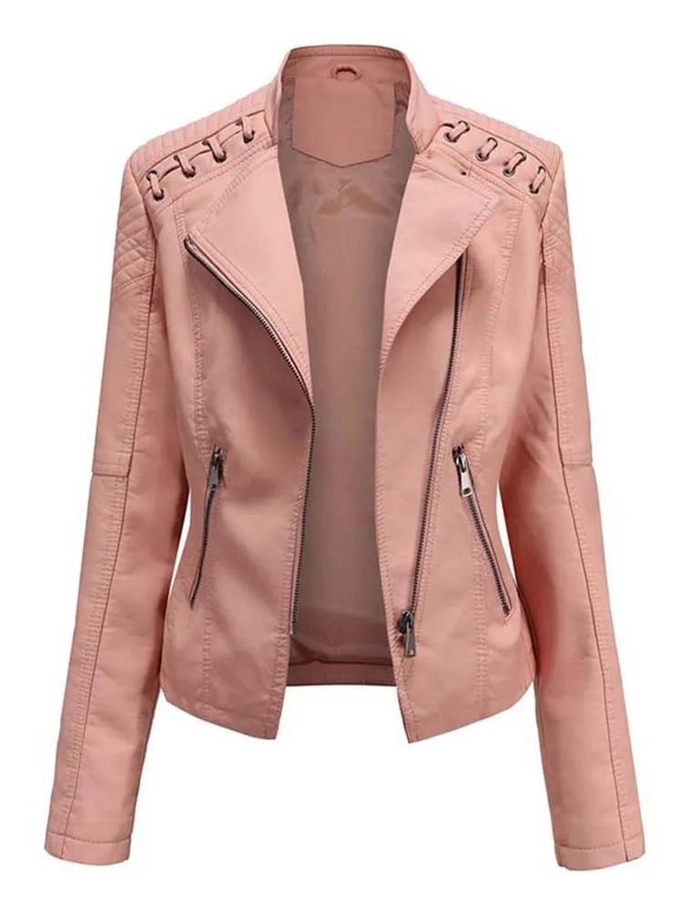 Autumn Winter Women Pu Faux Leather Jackets