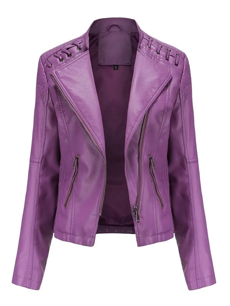 Autumn Winter Women Pu Faux Leather Jackets