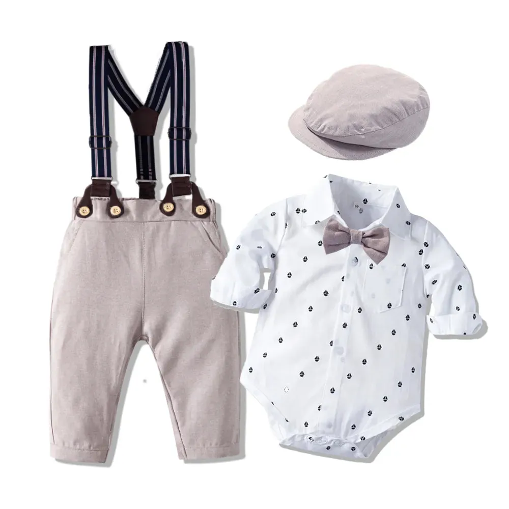 Baby Boy Romper Vest Hat Formal Outfits