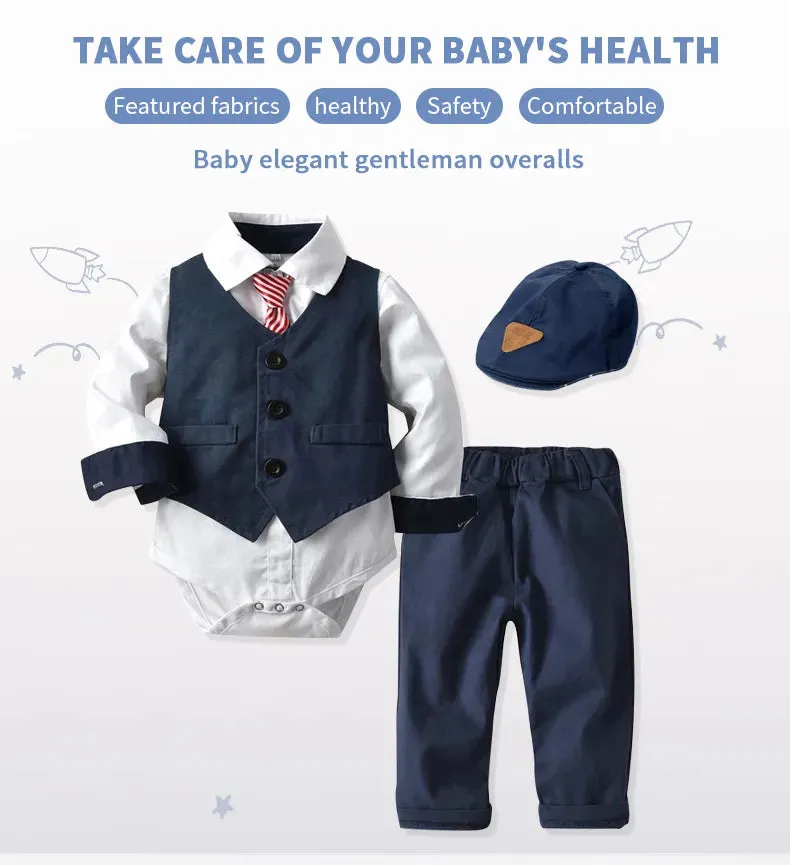 Baby Boy Romper Vest Hat Formal Outfits