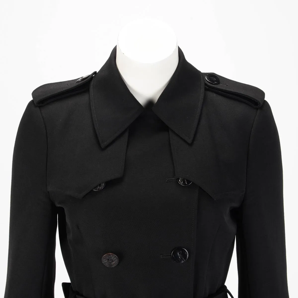 Balenciaga Black Twill Trench Coat FR 38