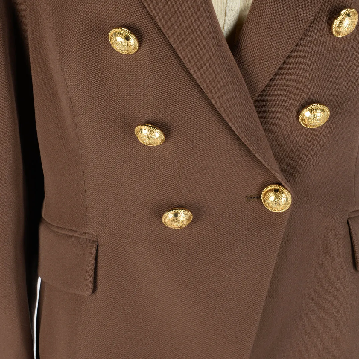 Balmain Brown Wool Classic DB Blazer FR 46