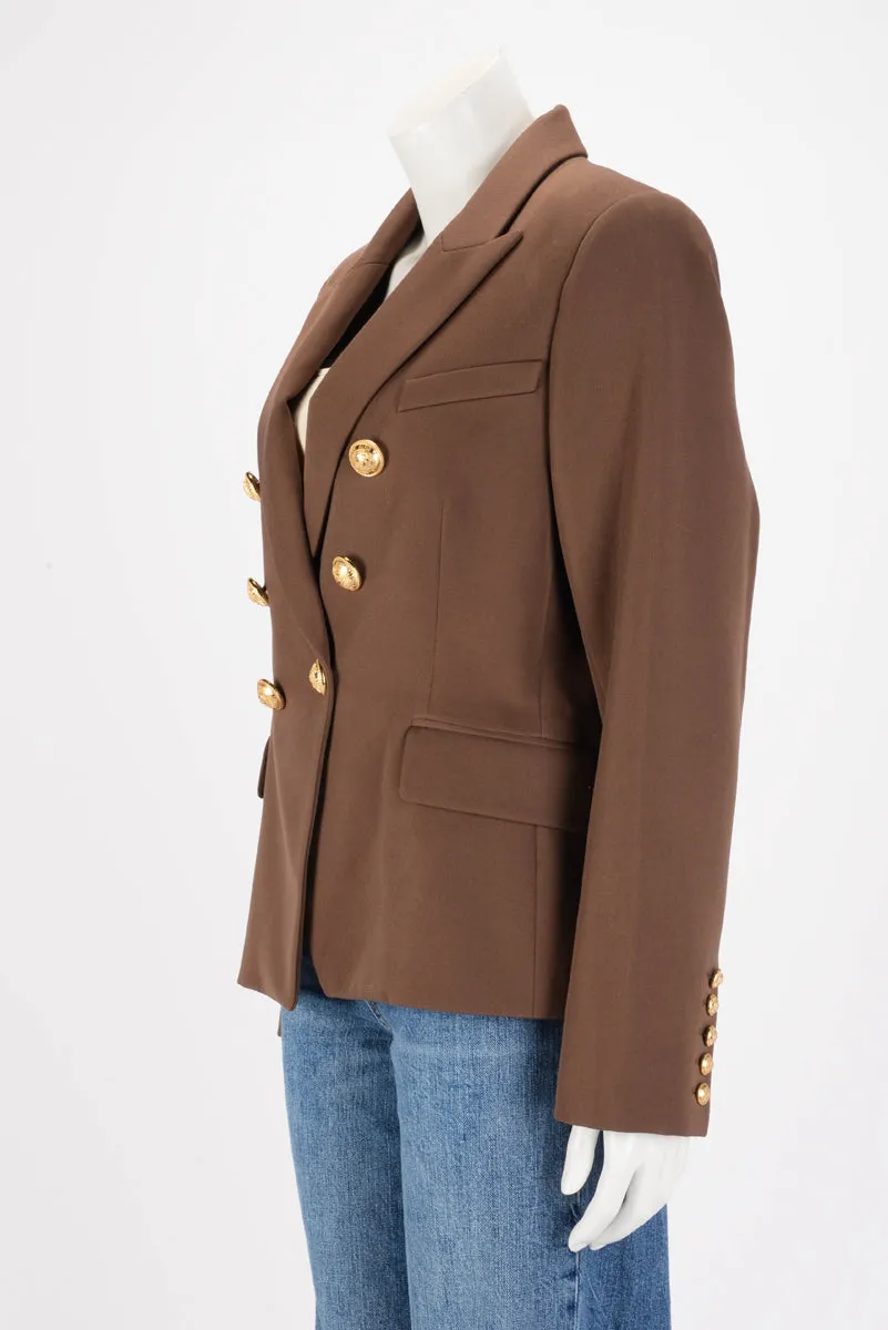 Balmain Brown Wool Classic DB Blazer FR 46