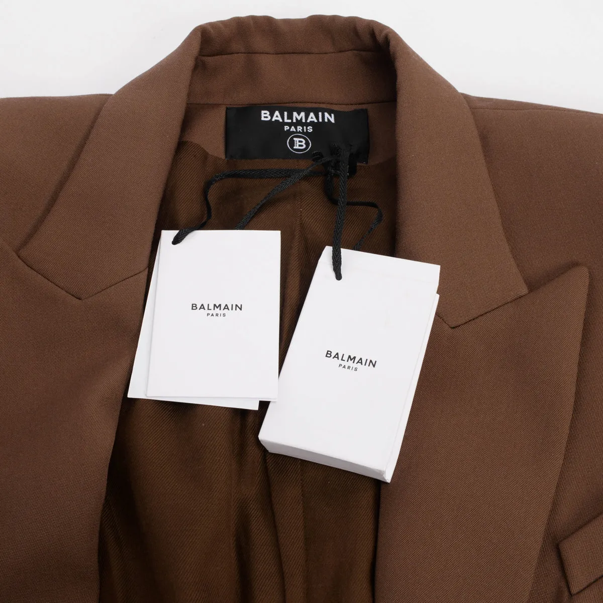 Balmain Brown Wool Classic DB Blazer FR 46