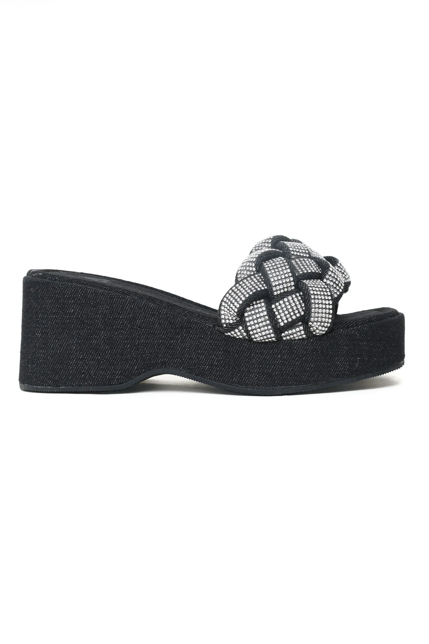 BASKET WEAVE PLATFORMS-BLACK