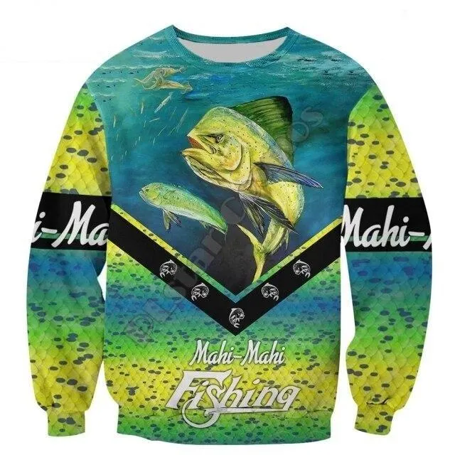 Beautiful Mahi-Mahi Fishing 3D All Over Printed Unisex Hooded Sweatshirt