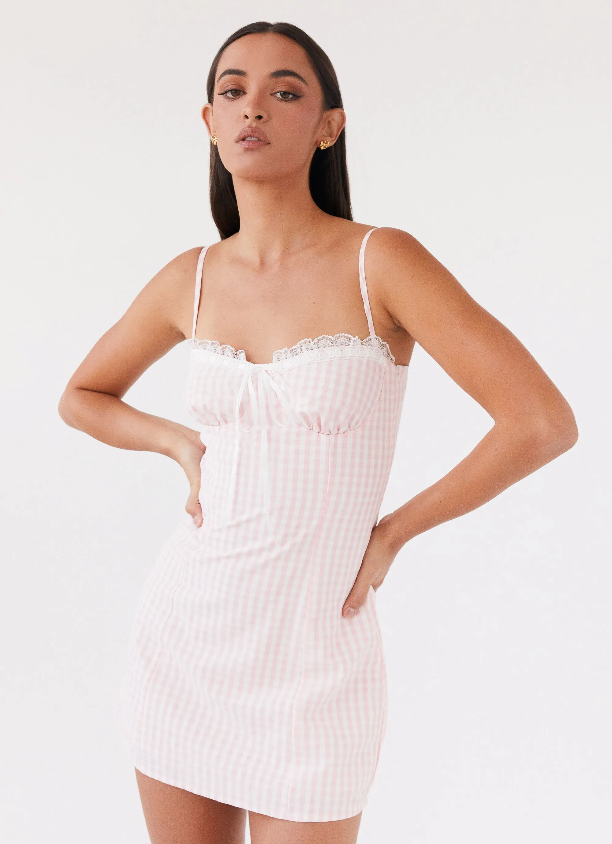 Bellissima Bustier Mini Dress - Pink Gingham