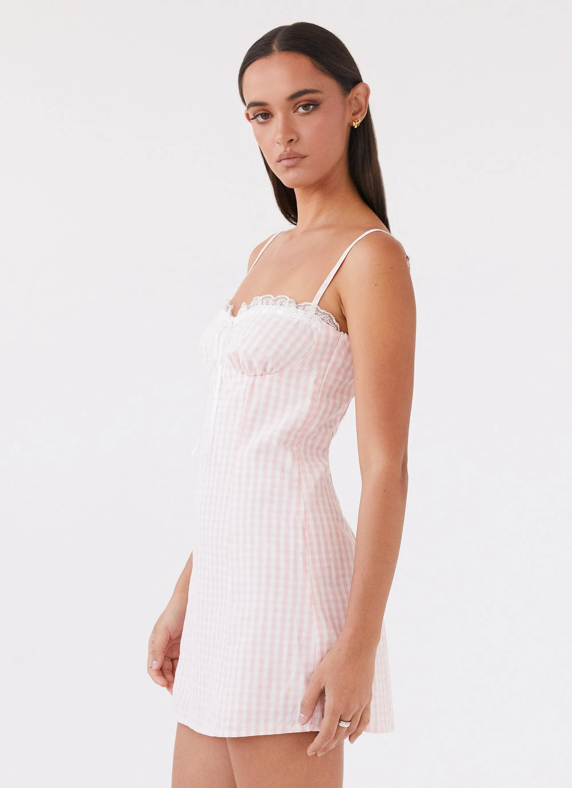 Bellissima Bustier Mini Dress - Pink Gingham