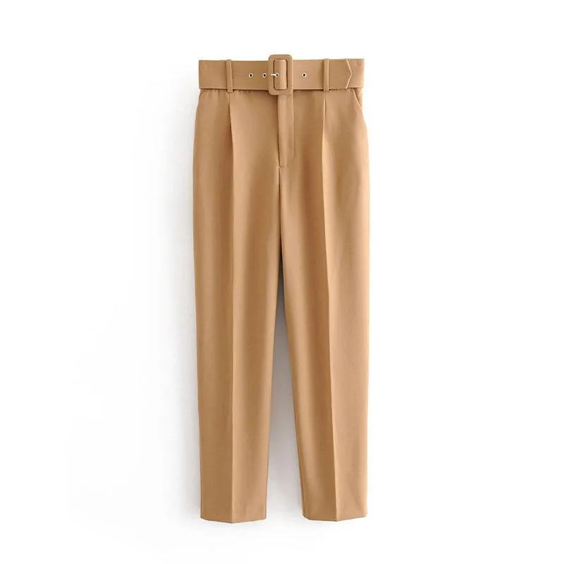 Belted High Waisted Pants