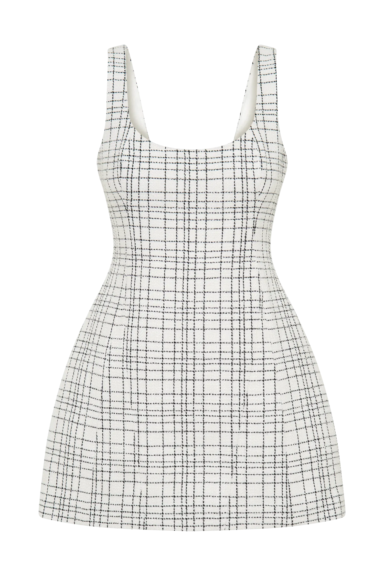 Beth Tweed Mini Dress - White Check