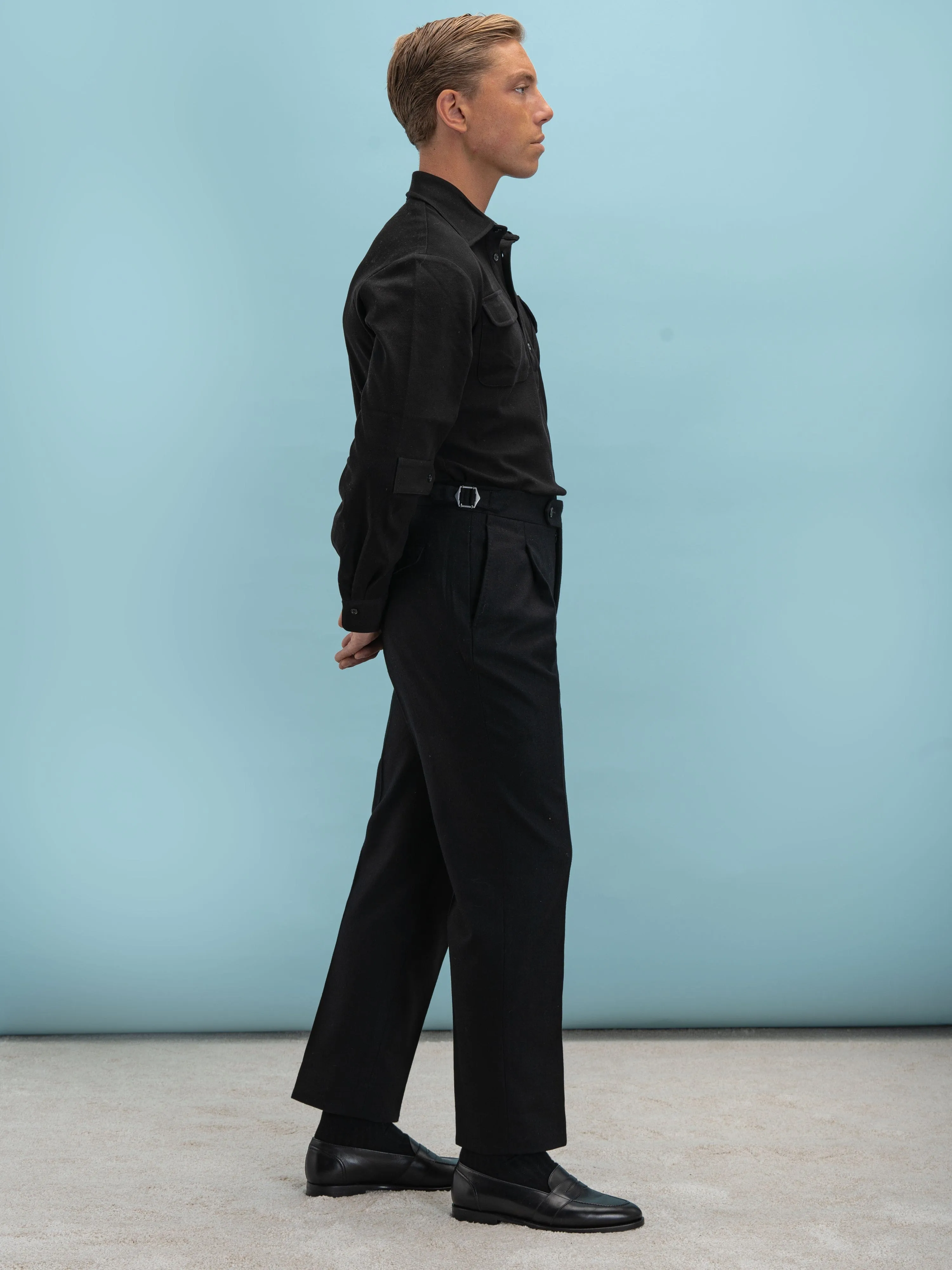 Black Flannel Cargo Oscar Trousers